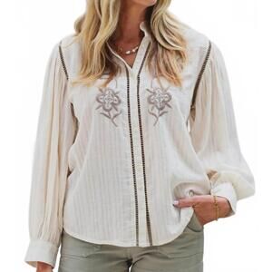 NEW EXVOTO harlow embroidered blouse in ivory